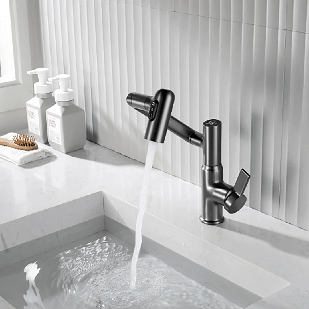 Badrumsblandare Svart Modern Mixer med LED-display Carvallo