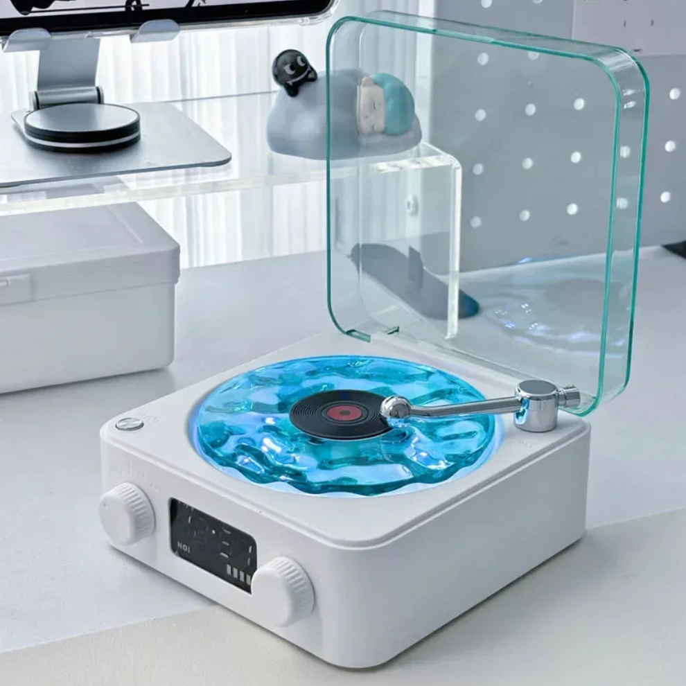 Carvallo – Retro vinylhögtalare med roterande skivspelare och justerbar belysning Carvallo