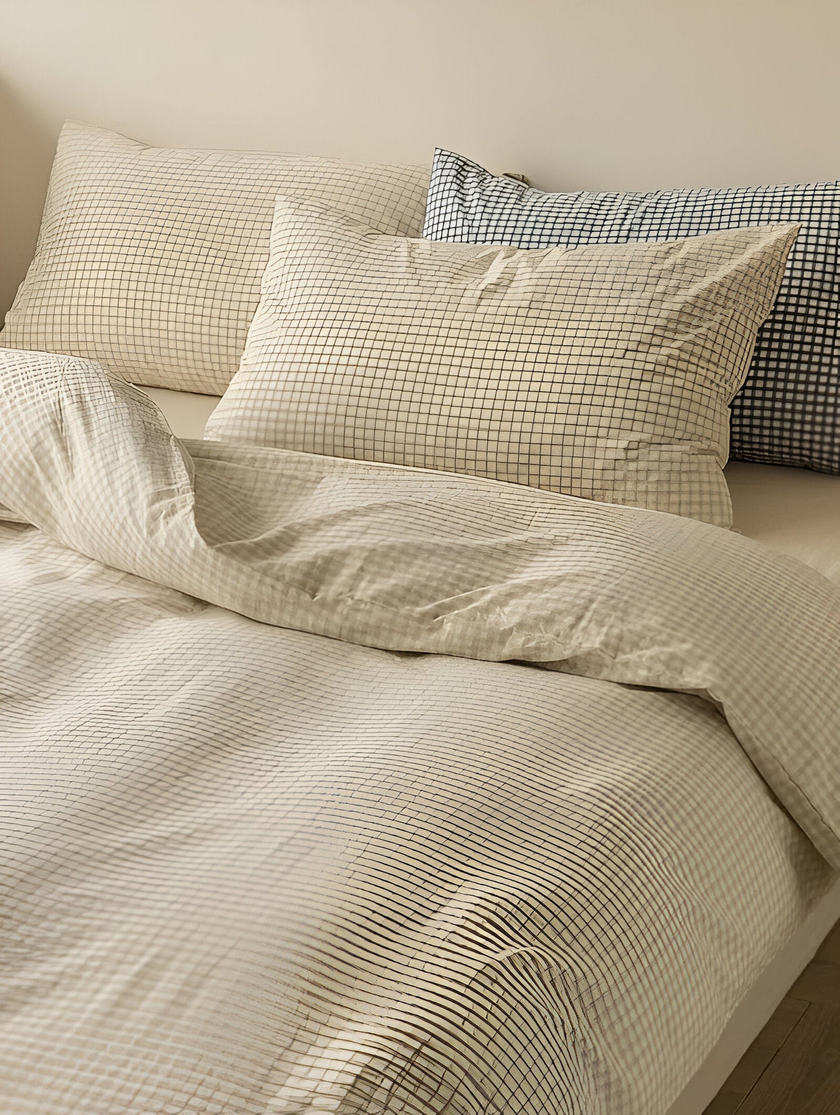 LunaVeil Sängkläder - Bomull Ginghan Stil Täcke Set Carvallo