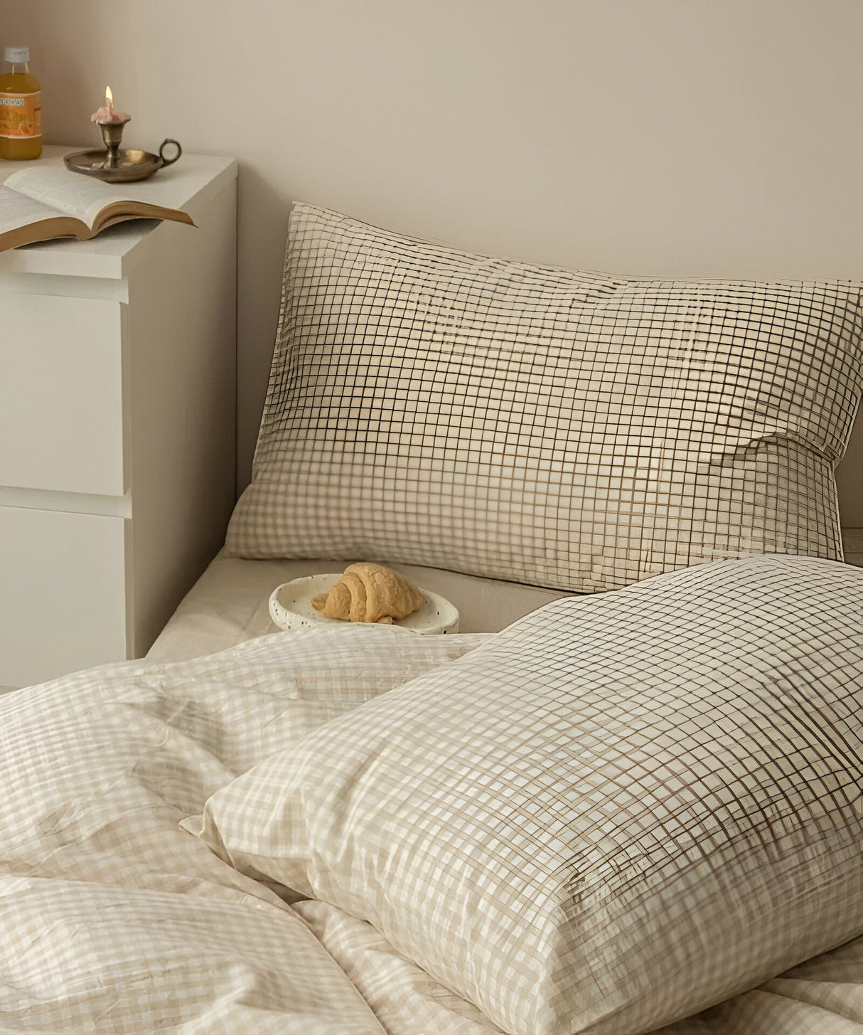 LunaVeil Sängkläder - Bomull Ginghan Stil Täcke Set Carvallo