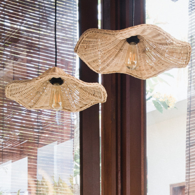 Boho Wicker Rattan Lampa i Lantstil Carvallo