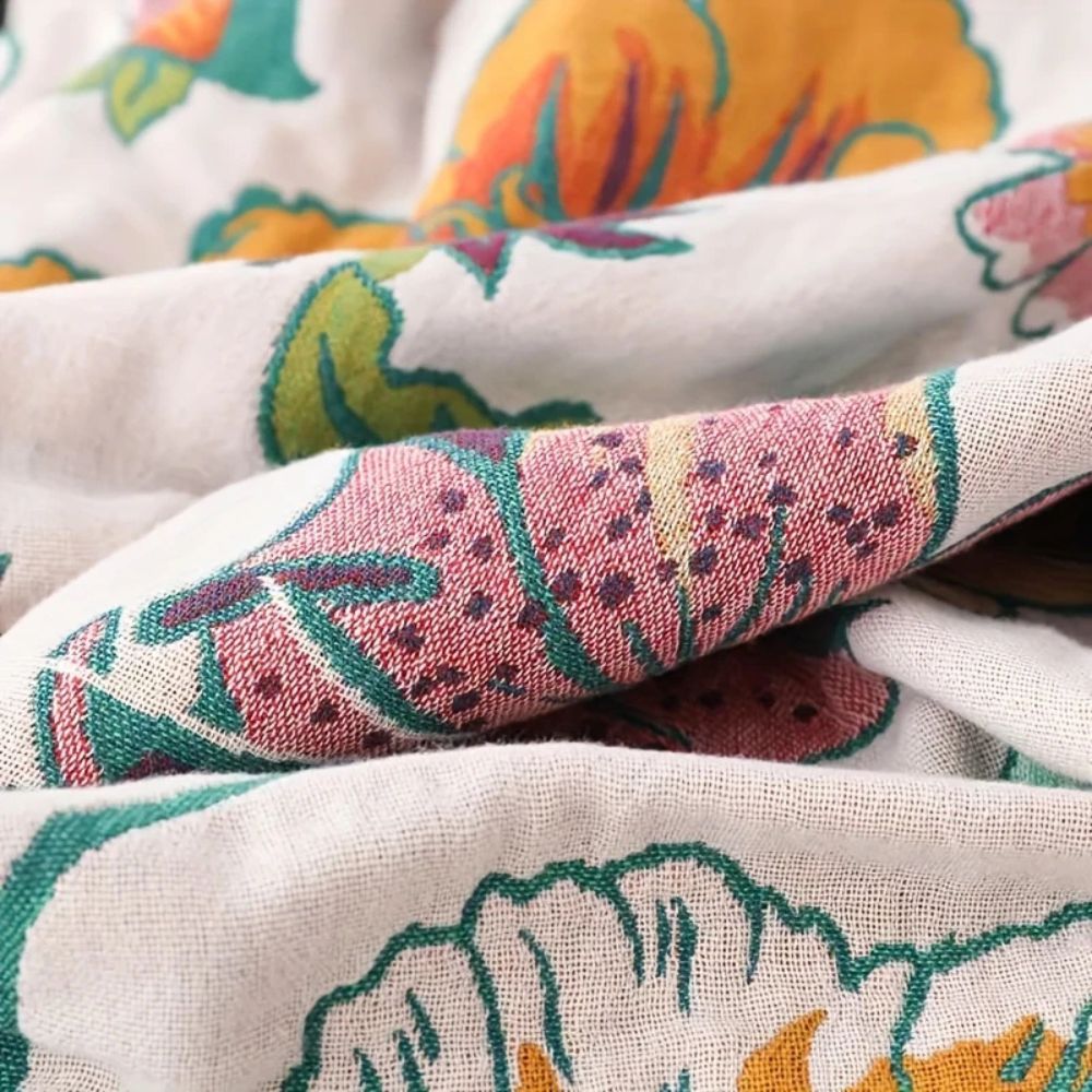 Wildflower Botanical Reverie Cotton Blanket Carvallo