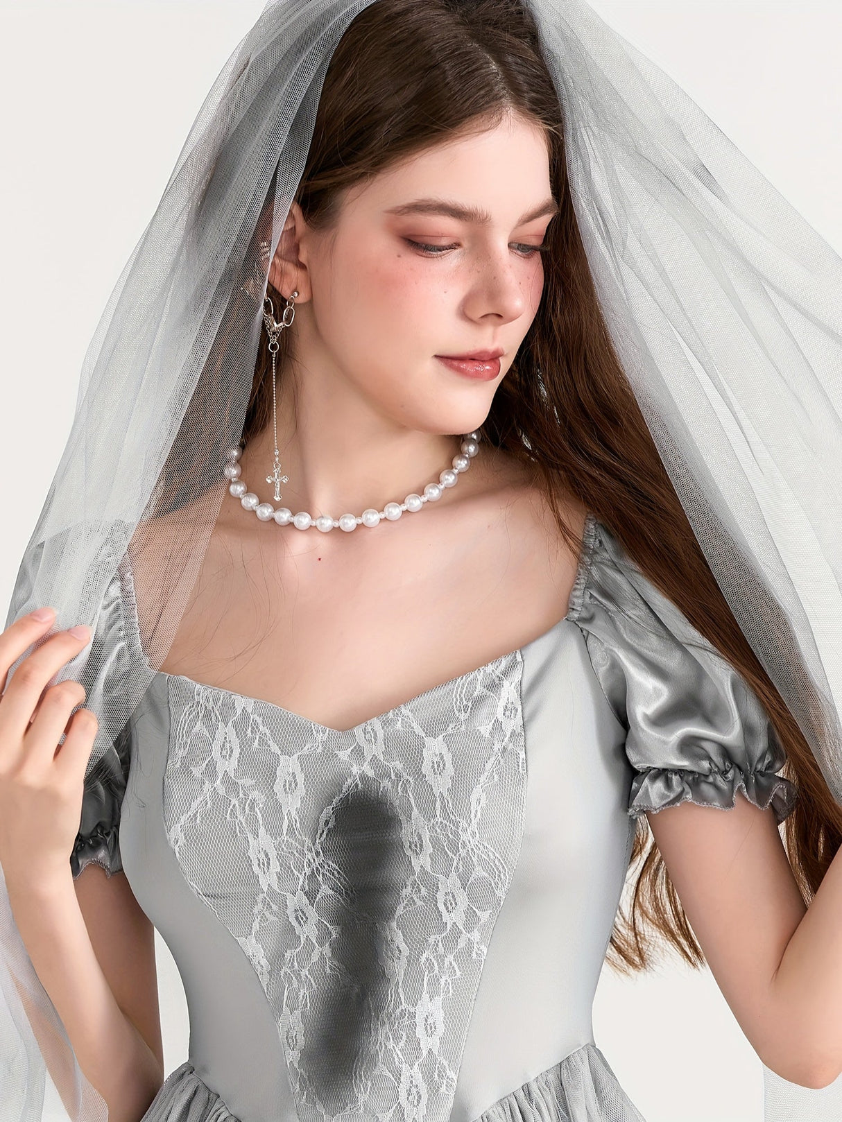 Gotisk miniklänning med puffärmar för kvinnor – Corpse Bride Halloween-kostym för kuslig elegans MILA Sverige