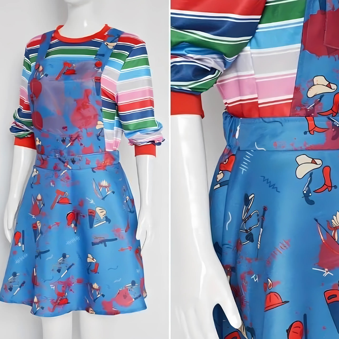 Sinister långärmad miniklänning – Gotisk Halloween-festdräkt för kvinnor MILA Sverige