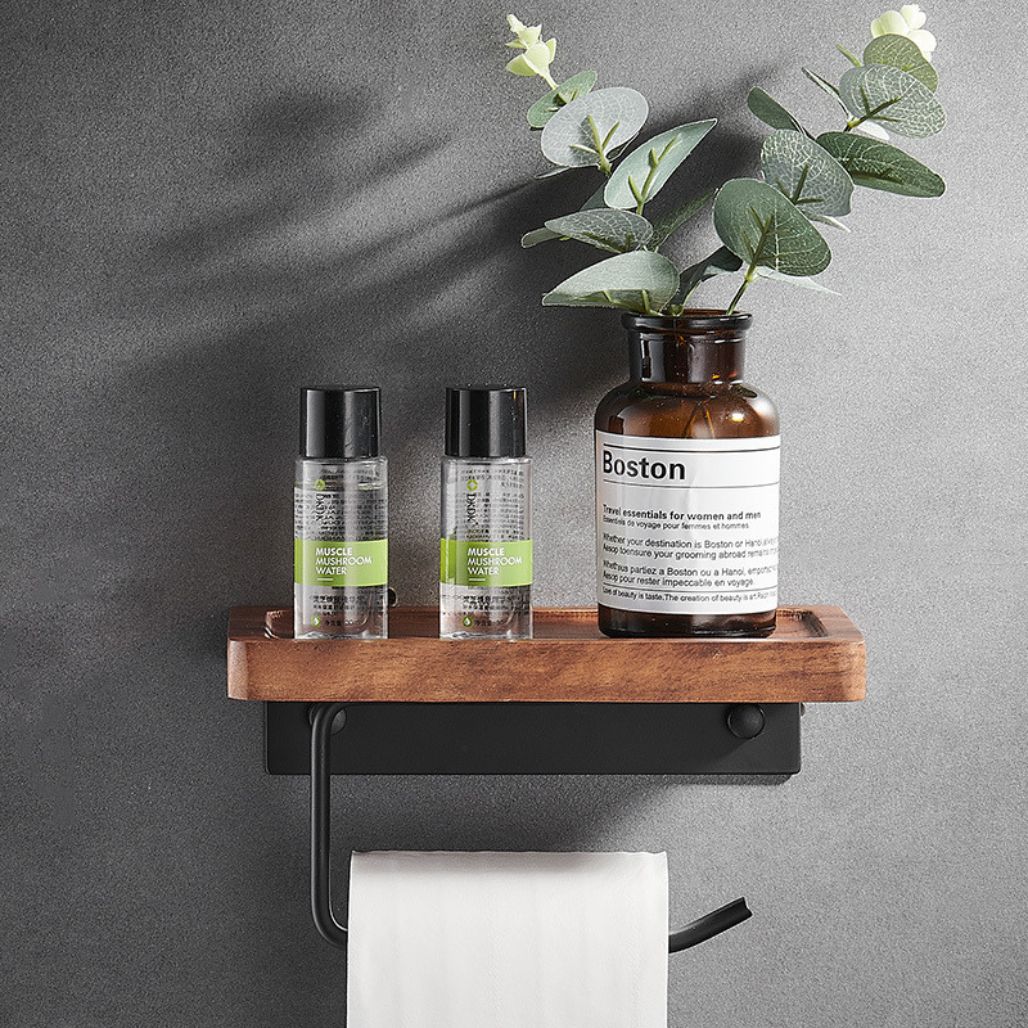 TimberWood - Toalettpappershållare i trä med praktisk telefonhylla MILA Sverige