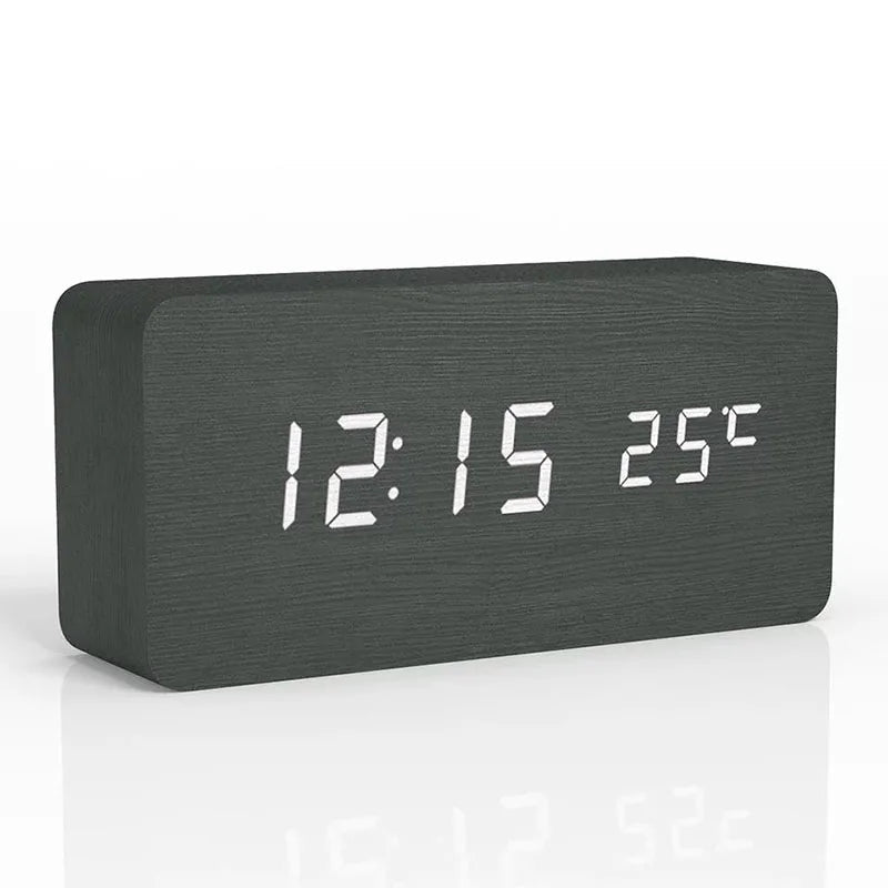 Trä Digital Väckarklocka | LED Display | Temperaturfunktion | 5.5x3x2 Storlek | Elegant & Stilig | Brick by Brick Carvallo