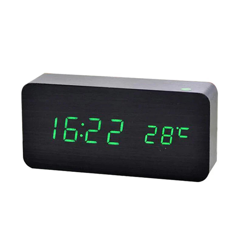 Trä Digital Väckarklocka | LED Display | Temperaturfunktion | 5.5x3x2 Storlek | Elegant & Stilig | Brick by Brick Carvallo