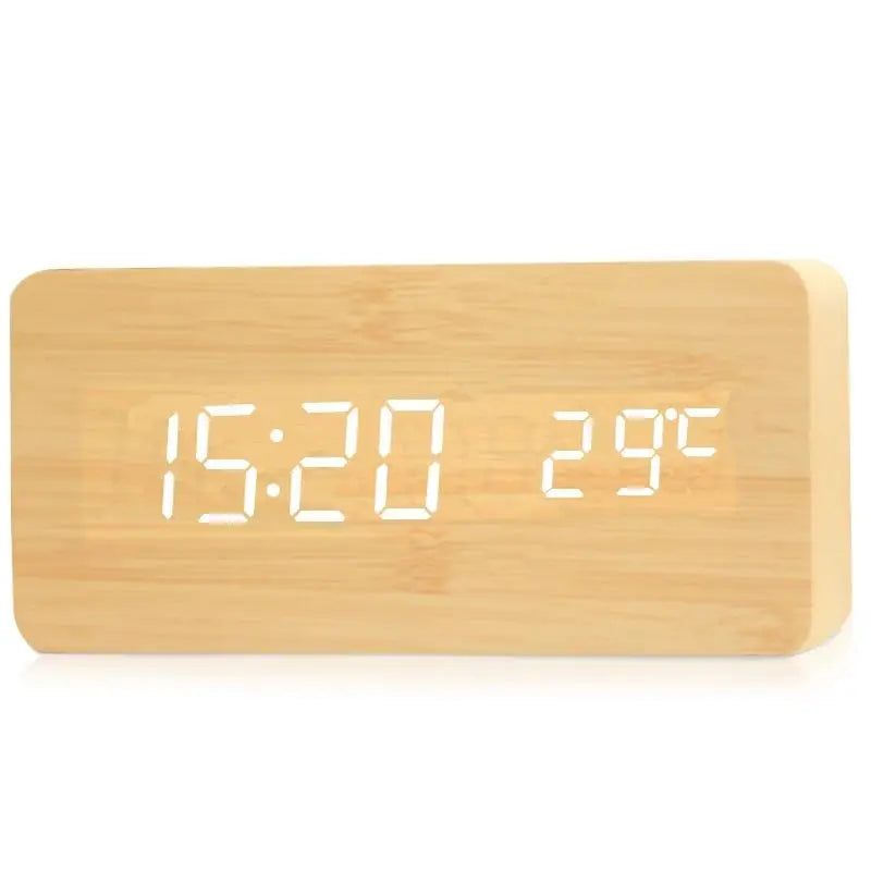 Trä Digital Väckarklocka | LED Display | Temperaturfunktion | 5.5x3x2 Storlek | Elegant & Stilig | Brick by Brick Carvallo
