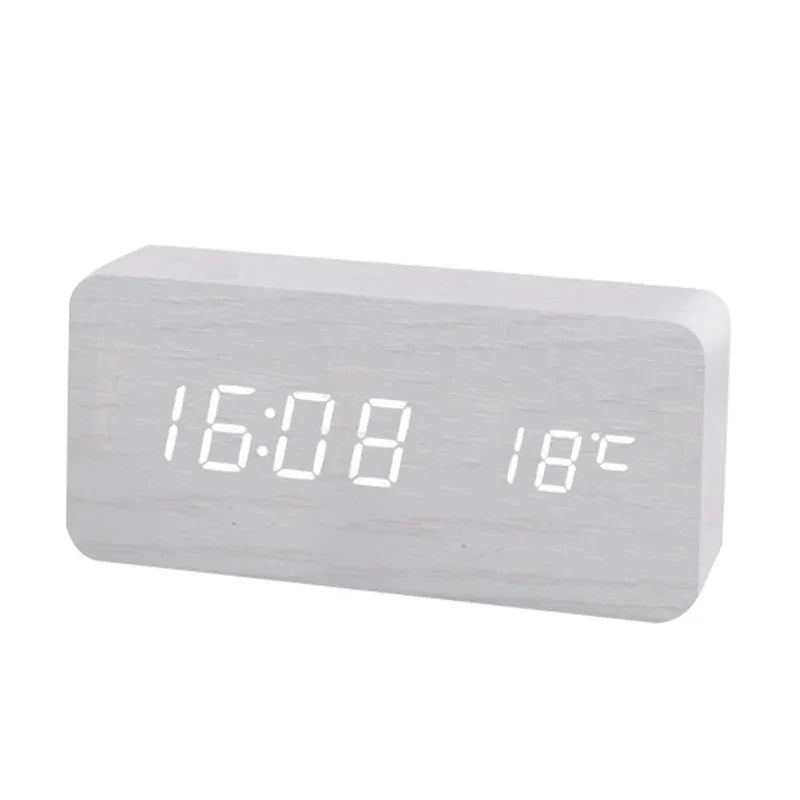 Trä Digital Väckarklocka | LED Display | Temperaturfunktion | 5.5x3x2 Storlek | Elegant & Stilig | Brick by Brick Carvallo