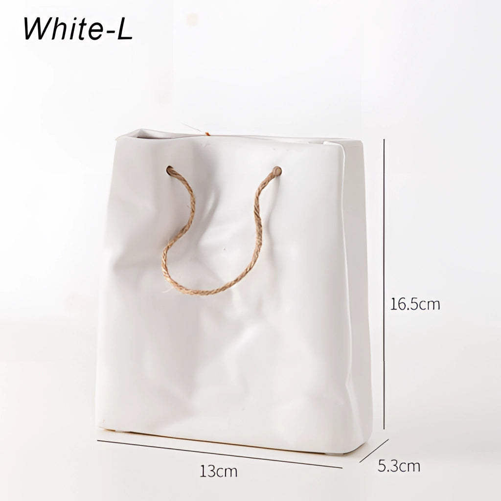 Tidlösa keramikvasdesign i stil med en shoppingkorg – Elegant vas för torkade blommor Carvallo