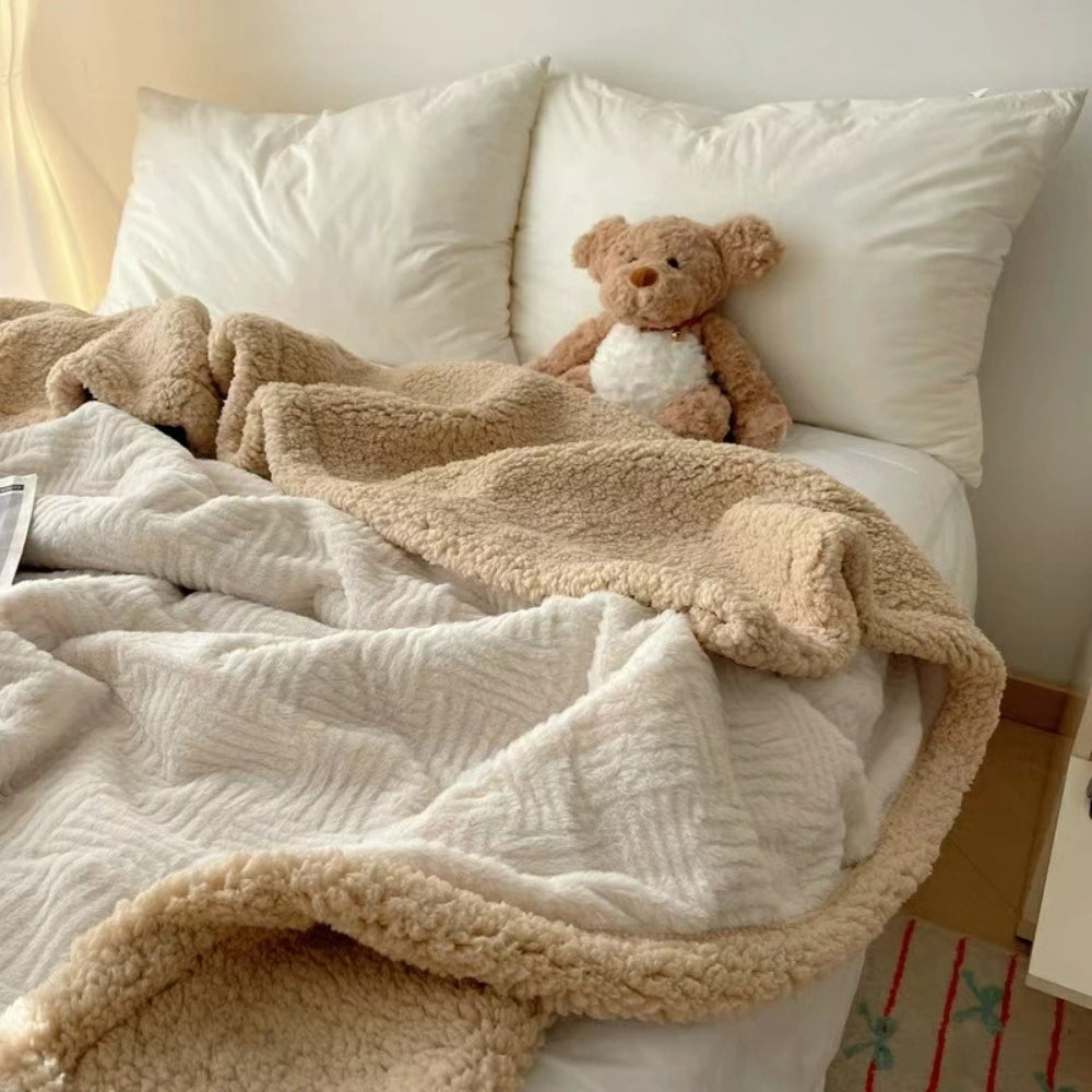 Seraphina Mjuk Jacquard Kanin Plysch Filt Carvallo