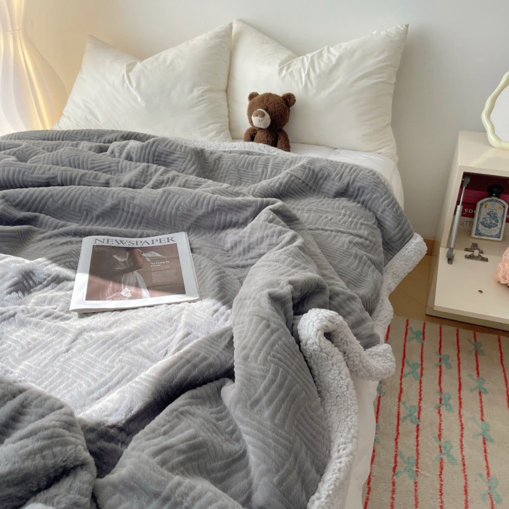 Seraphina Mjuk Jacquard Kanin Plysch Filt Carvallo