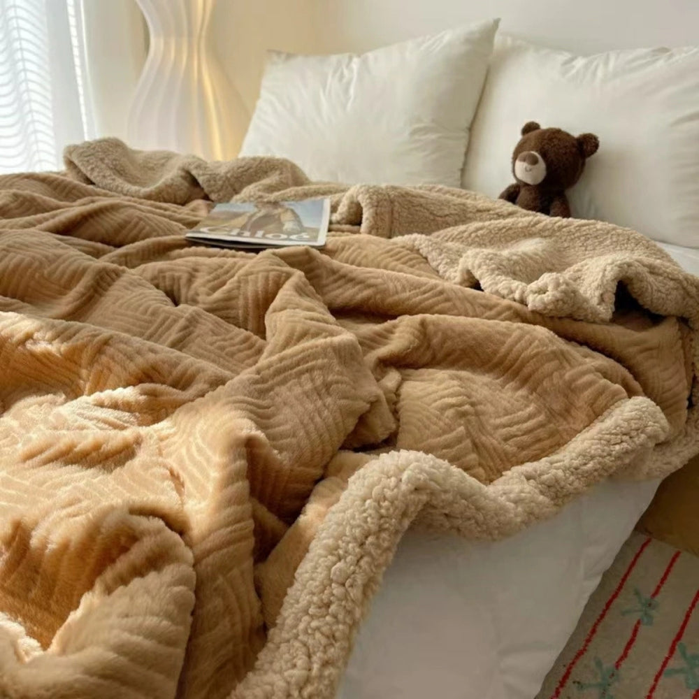 Seraphina Mjuk Jacquard Kanin Plysch Filt Carvallo