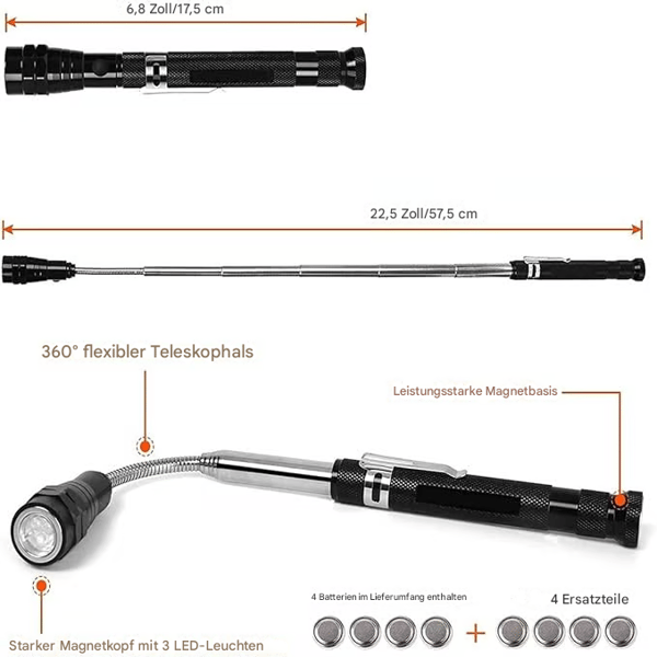 Flexibelt Utdragbart Magnetverktygslys Carvallo