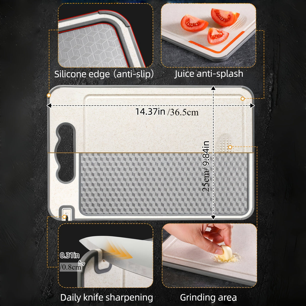 SteelEdge – Dubbelsidig skärbräda i rostfritt stål med saftspår och halkfritt grepp MILA Sverige