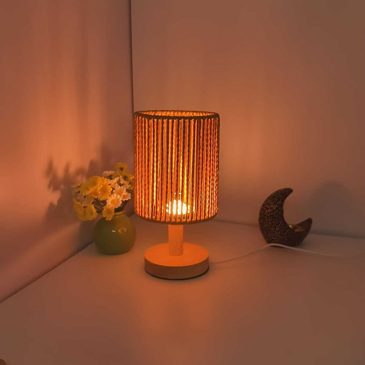 BarrelGlow - Trä-byrålampa med randmönster Carvallo