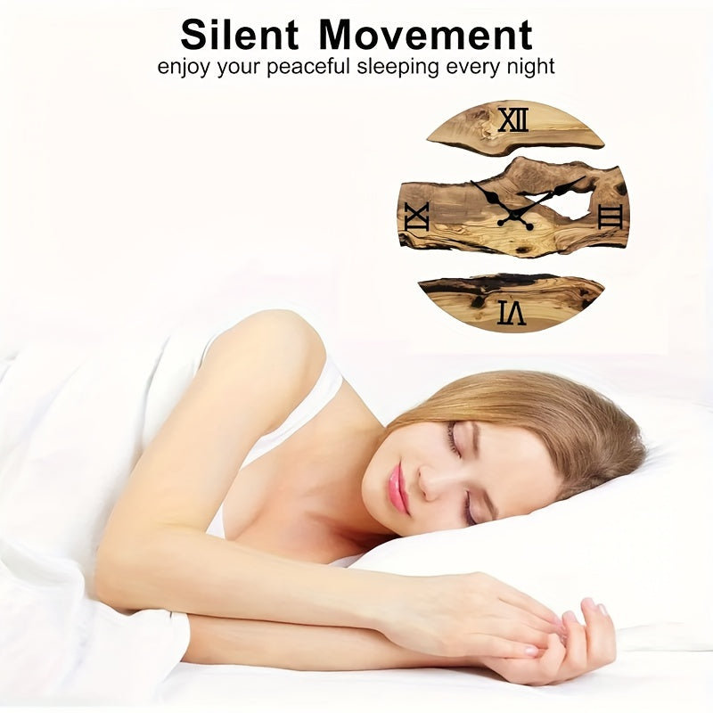 RustiqueClock - Stille akryl väggklocka med träådring Carvallo