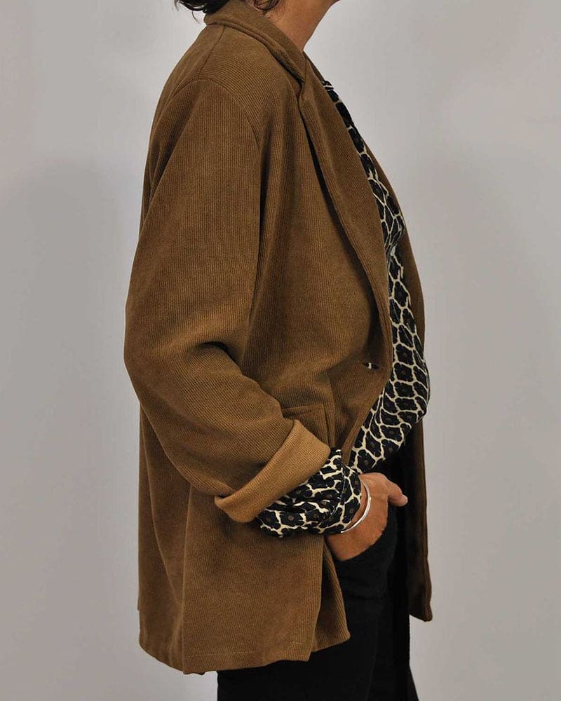 Dam Blus V-ringning Geometrisk Bomullsblandning Långärmad Hemnix