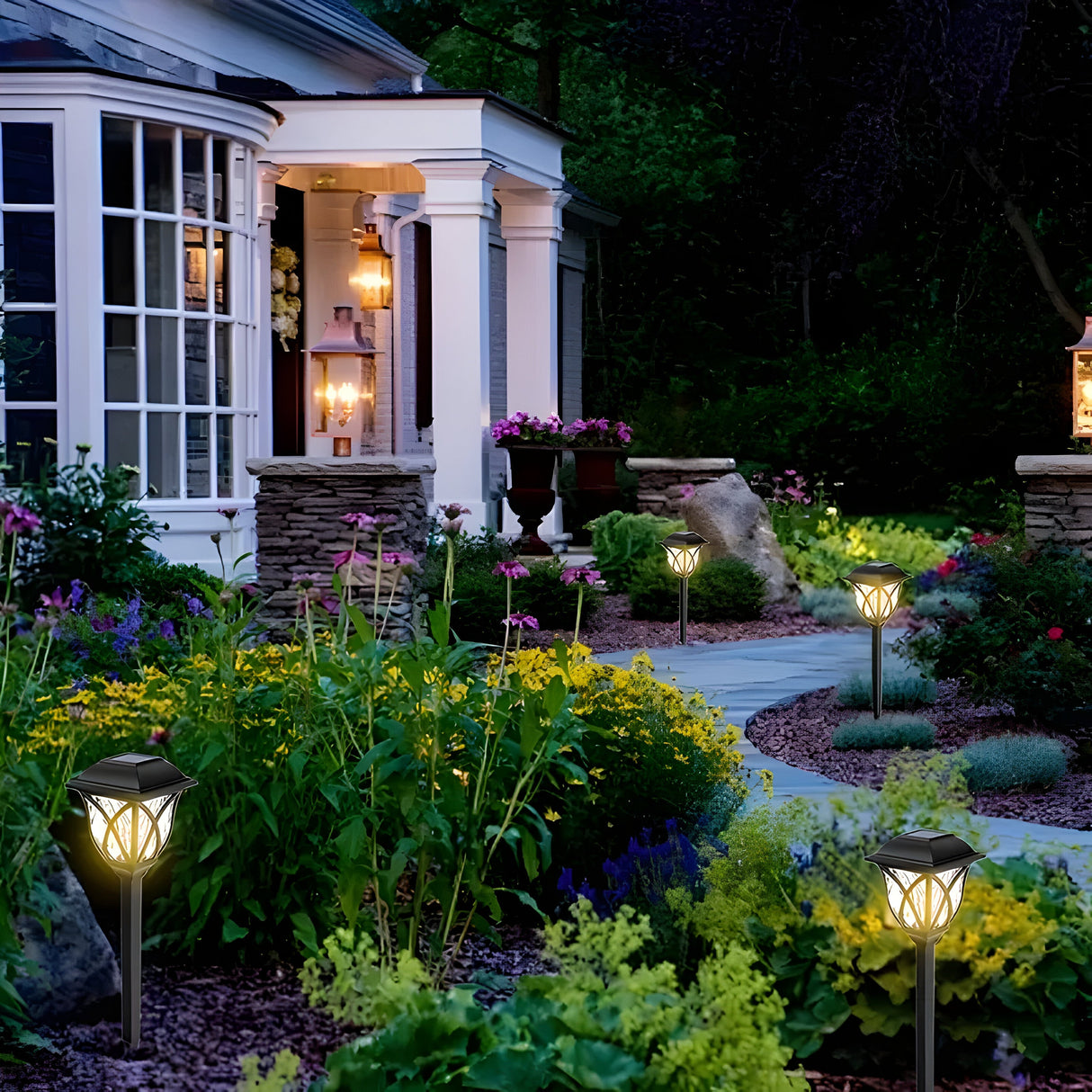 HexaGlow Ljus – 4-pack Retro Fyrkantiga Trädgårdssolarlampor Carvallo