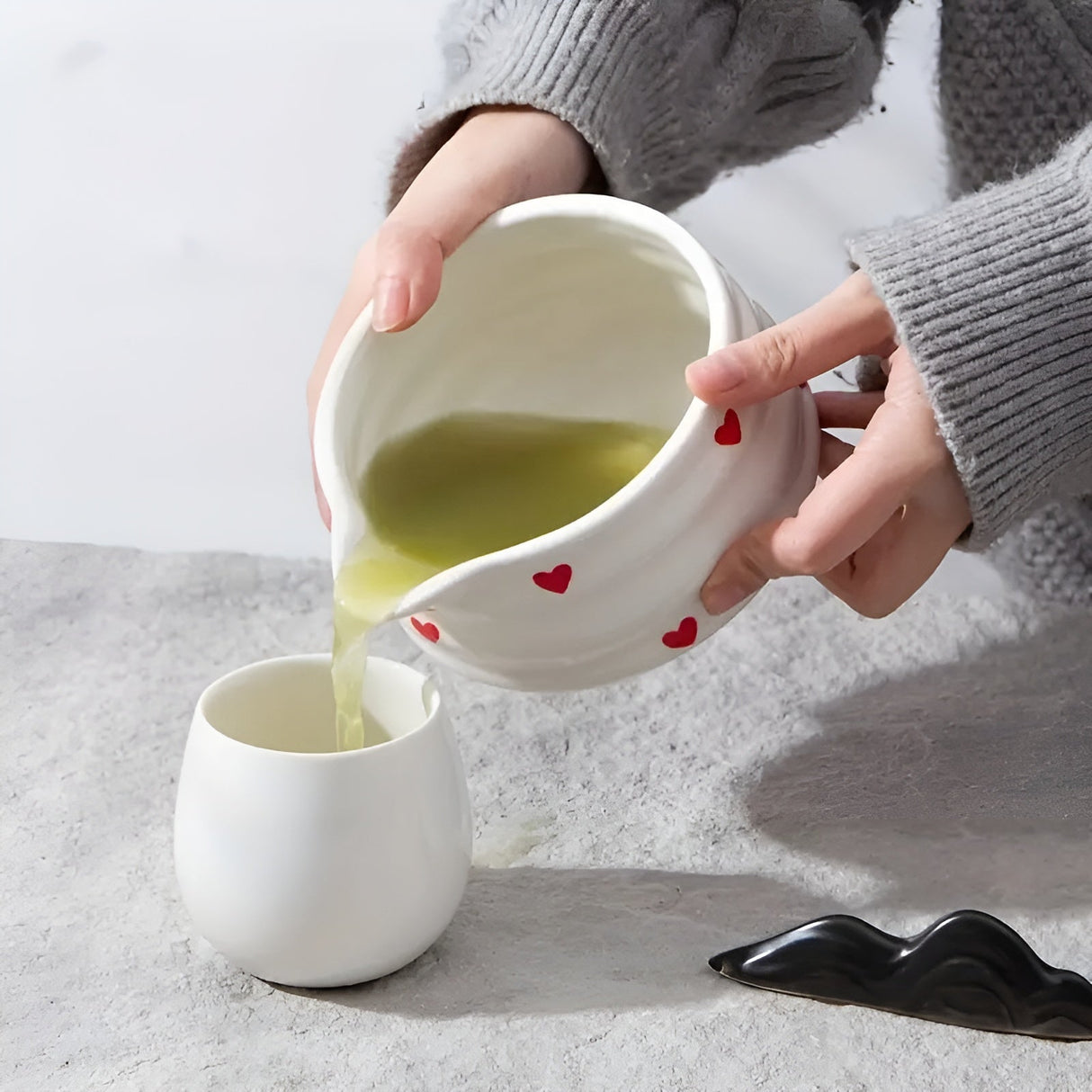 Matchaskål med hjärtdesign – 4/5 stycken utgjutare & bambu visp | Ideal för hemmabruk Carvallo