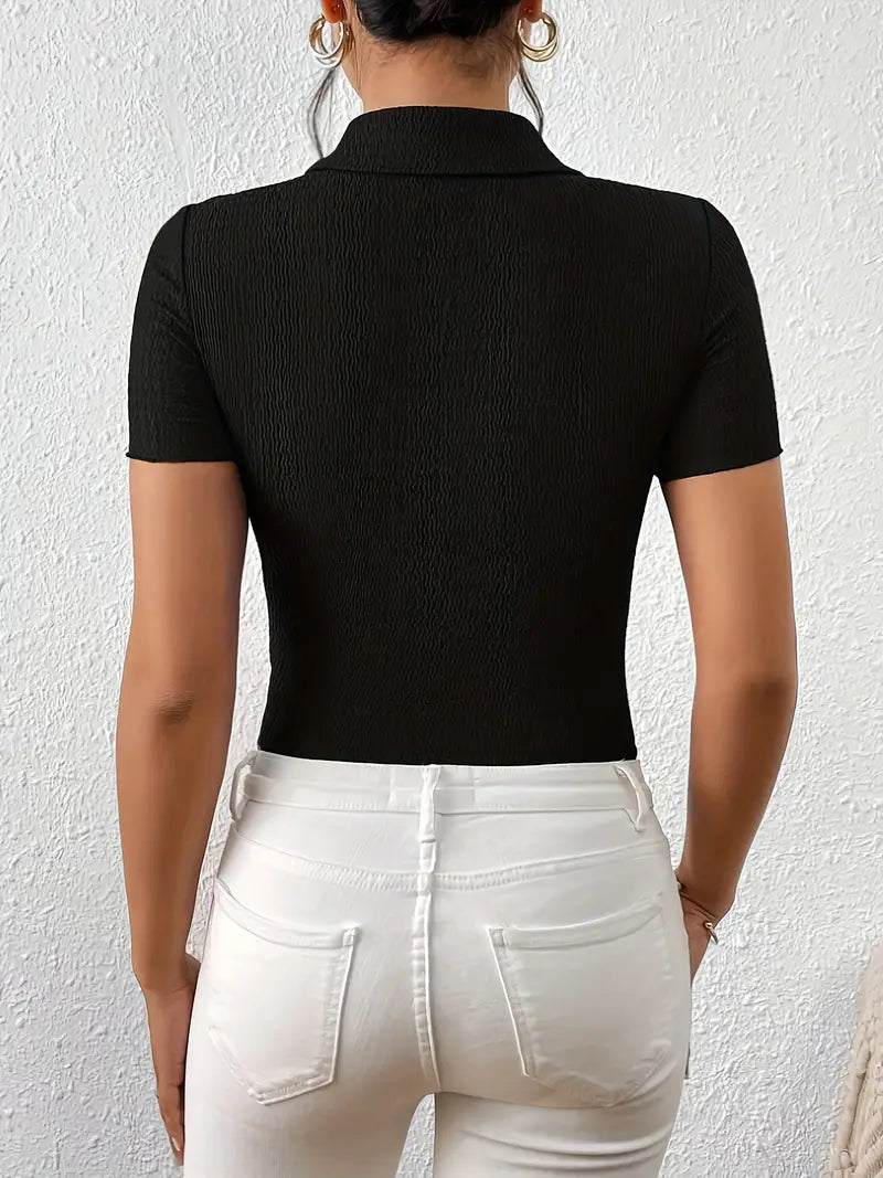 Dam Kortärmad Blus Avslappnad Lätt Tyg Hemnix