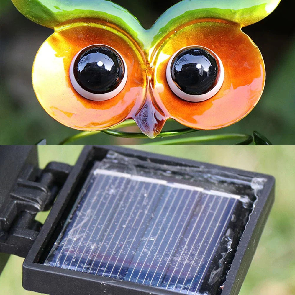 Solar trädgårdslampa uggla med färgväxling – Dekorativ LED utomhusbelysning för trädgård och gård Carvallo