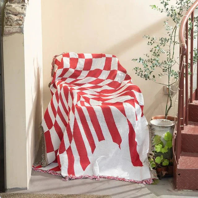 Färgglad abstrakt vävd gobelängpläd 160x130cm Carvallo