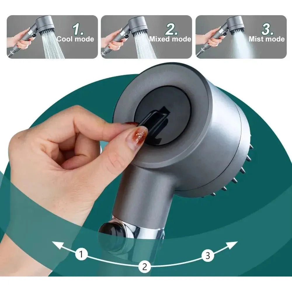 HydroPower Duschhuvud – Högtrycksduschhuvud med 3 lägen och massageborste Carvallo