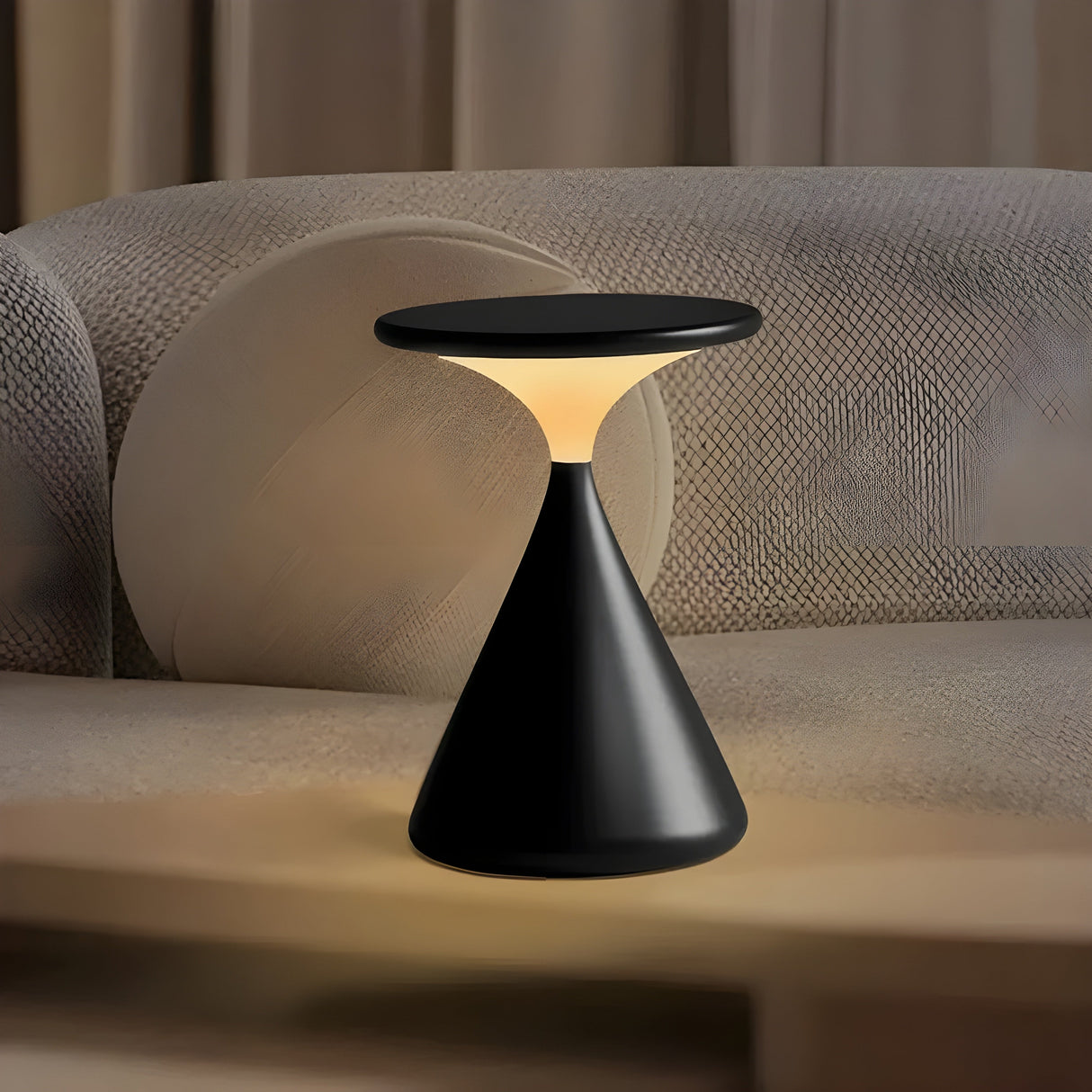 CalmGlow Lampa - Rund Touch-Dimm-Bordlampa Carvallo