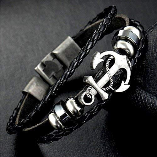 Ankare läderarmband-Jewelry for men-Bellasverige-Hemnix