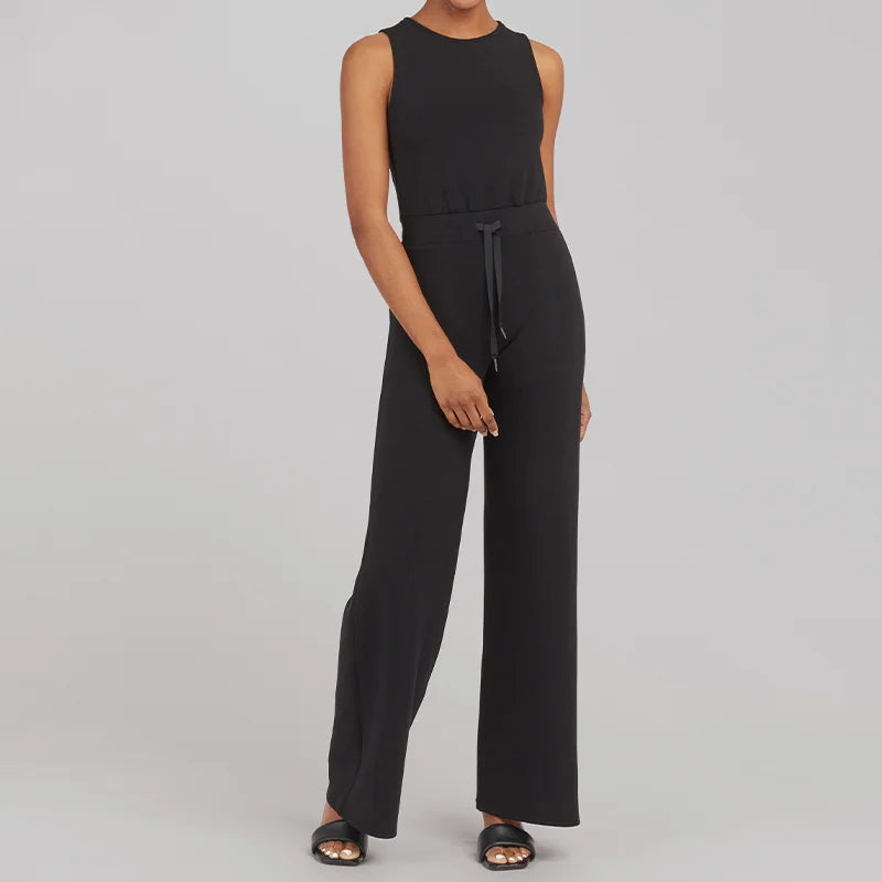 Dam Jumpsuit Elegant Långärmad Mjuk Polyester med Midjebälte-Byxdresser-Hemnix-Svart-XS-Hemnix