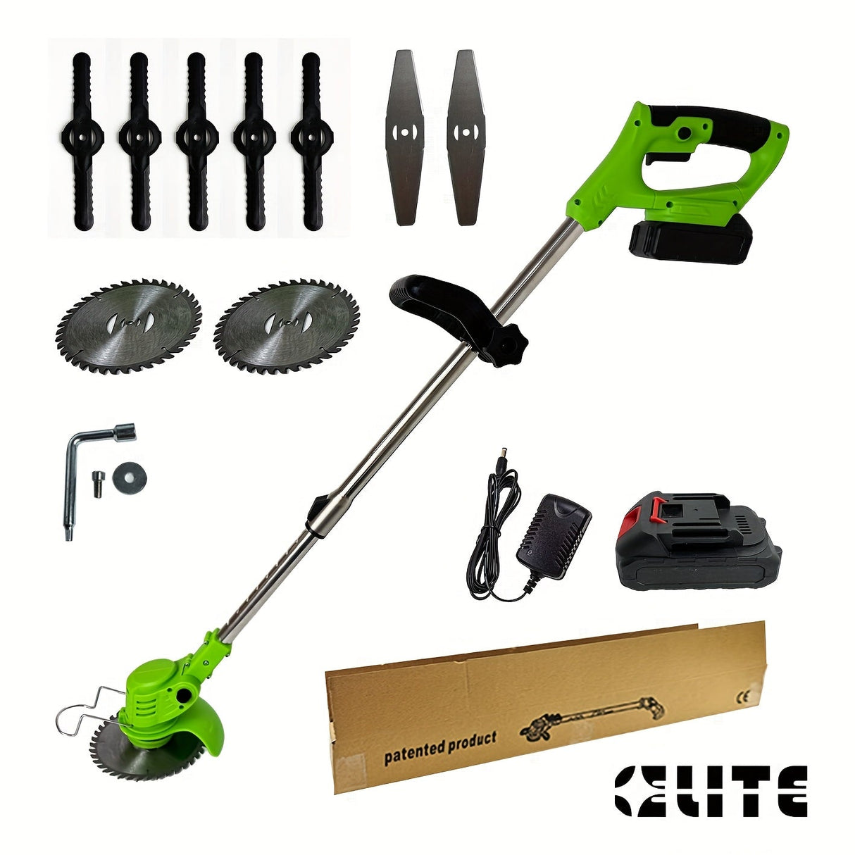 Carvallo Grästrimmer GrünKraft | Trådlös & Justerbar | Flera knivhuvuden | Lätt & Bärbar Carvallo