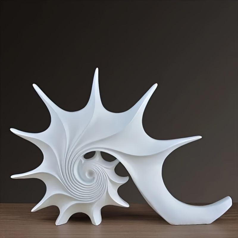 Elegant blå & guld snäckskulptur - Lyxig harts kustfantasi heminredningsdekor MILA Sverige