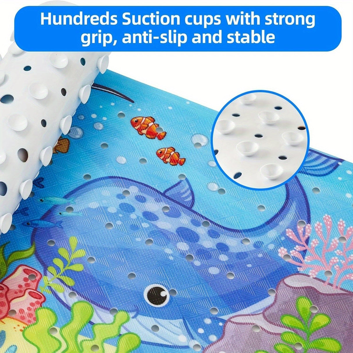 Halkfri badrumsmatta för barn – Rolig tecknad design med sugkoppar och dräneringshål MILA Sverige