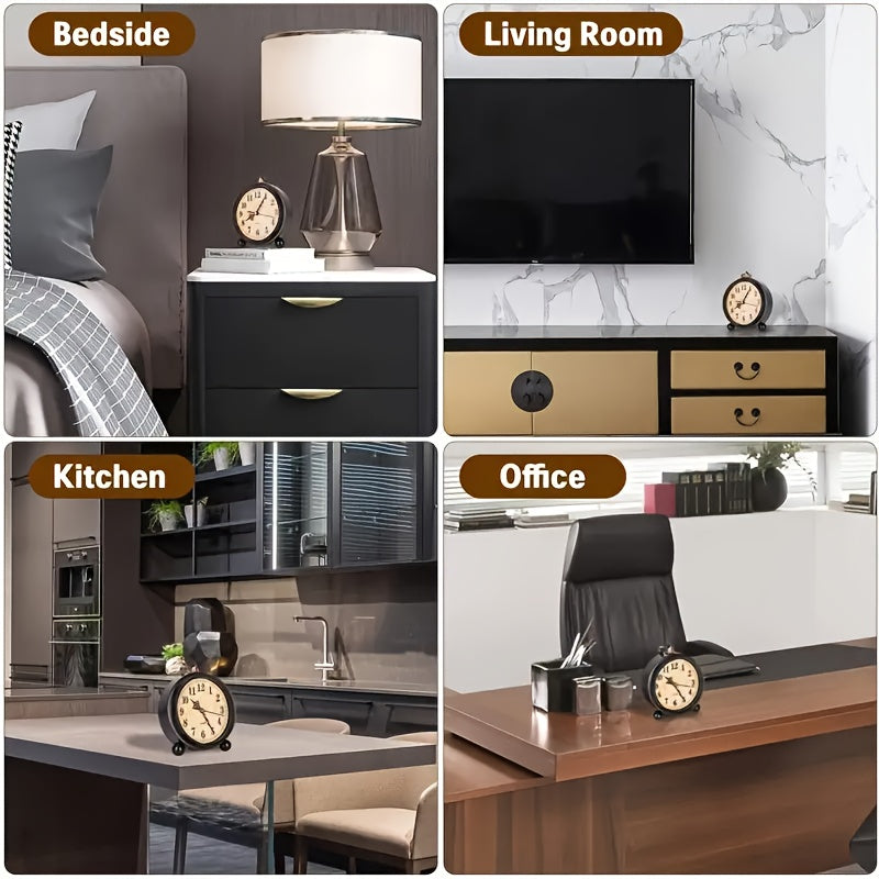 Retro Metall Väckarklocka med Tyst Rörelse – Klassisk Bordstorlek för Sovrum eller Skrivbord Carvallo