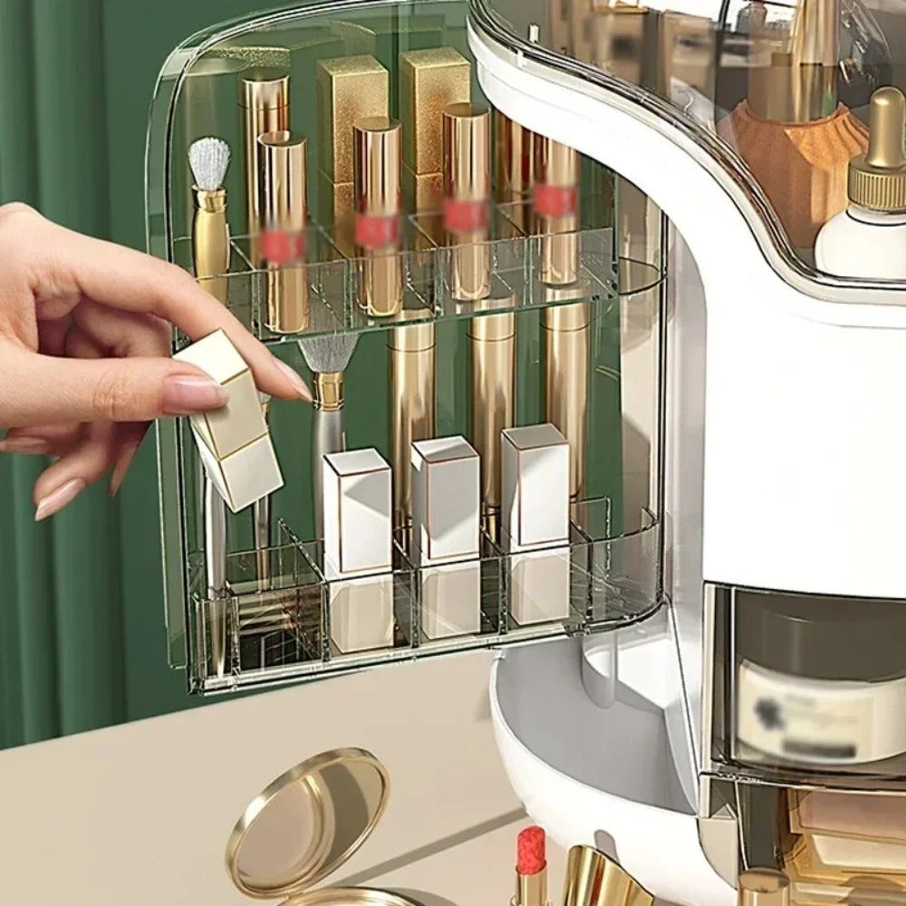 Transparent Desktop Makeup Organizer – Stort kapacitet dammavvisande smycke- och kosmetikaförvaringslåda Carvallo