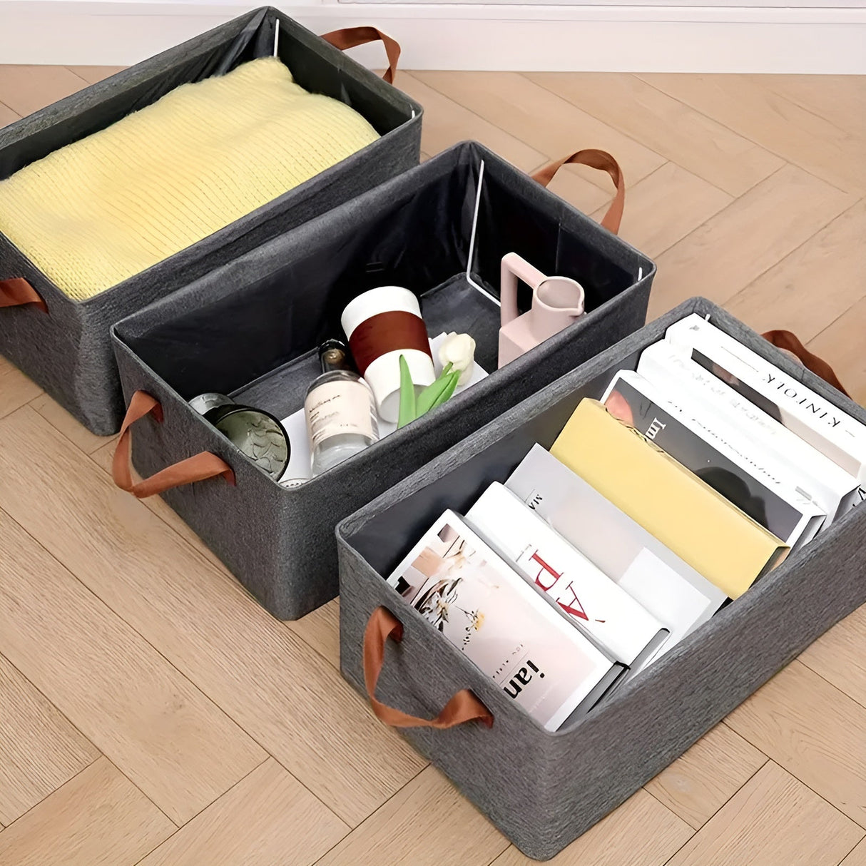 Fällbara förvaringskorgar – Praktiskt 3-pack | Idealisk för kläder, leksaker och mer Carvallo