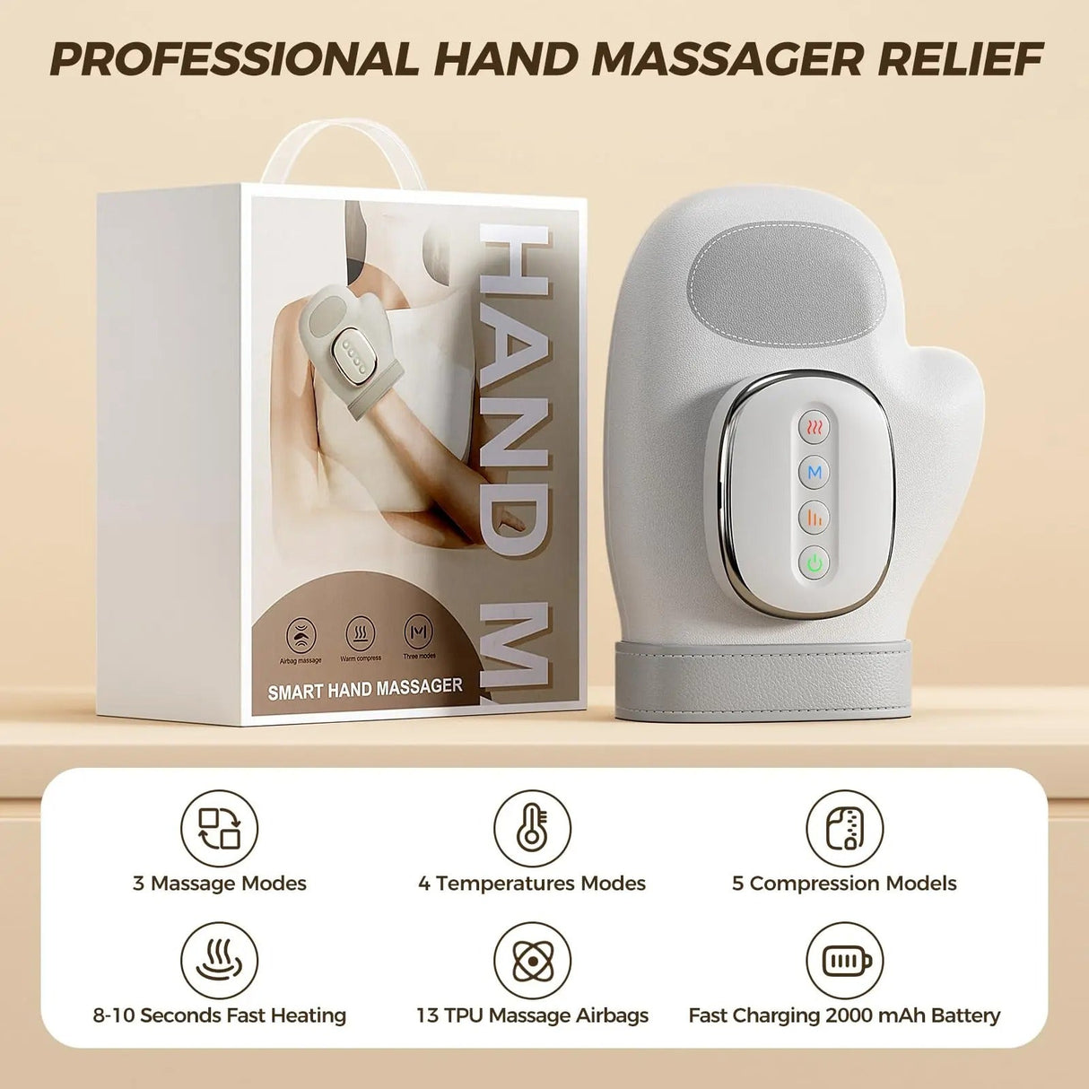 Professionell Handmassageapparat med värmekompression lindring Carvallo
