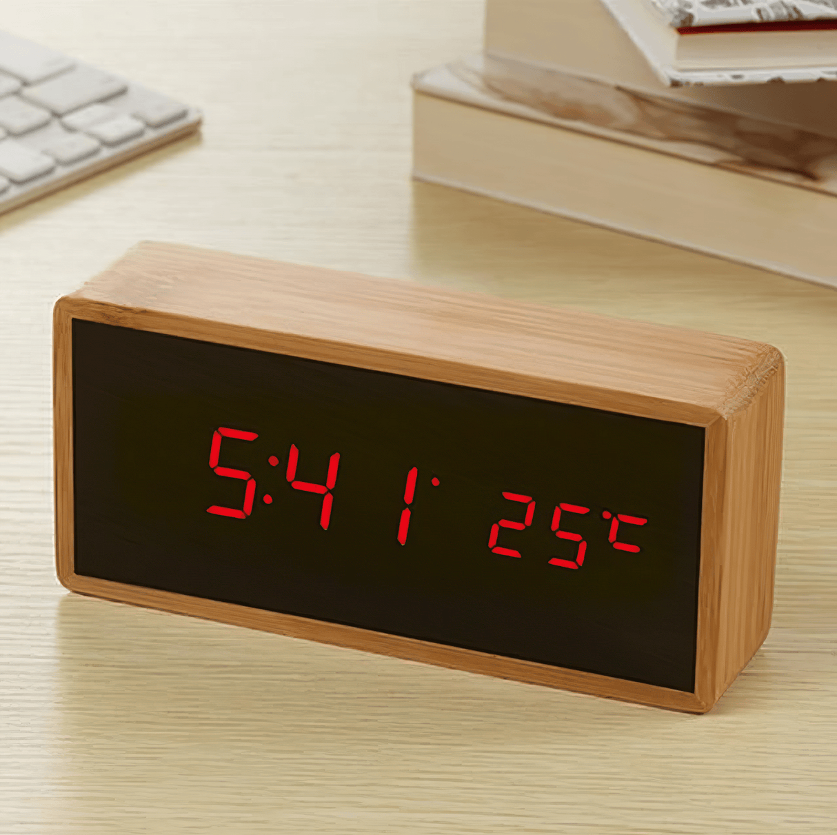 Bamboo LED väckarklocka - Minimalistisk design Carvallo