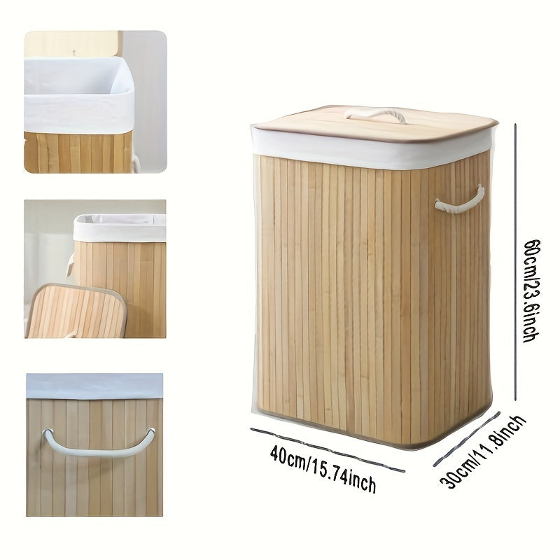 Bamboo Tvättkorg med Lock och Handtag – Naturligt Platsbesparande Förvaring Carvallo