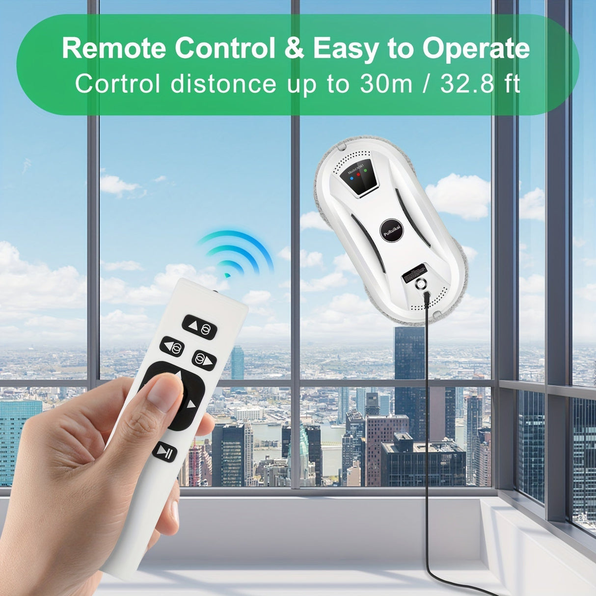 Fullt automatiskt fönsterputs - Intelligent glasrengörare med fjärrkontroll för effektiv rengöring Carvallo