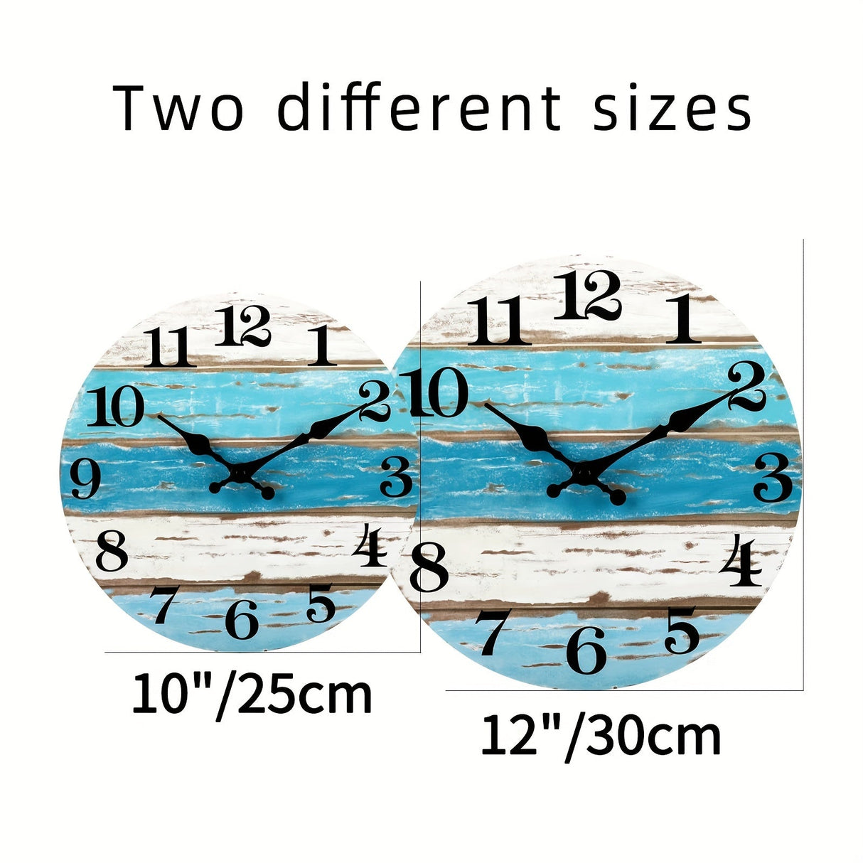 Nautisk Väggklocka - Tyst Rund Klocka, Blått Tema för Utomhus och Inomhus Carvallo