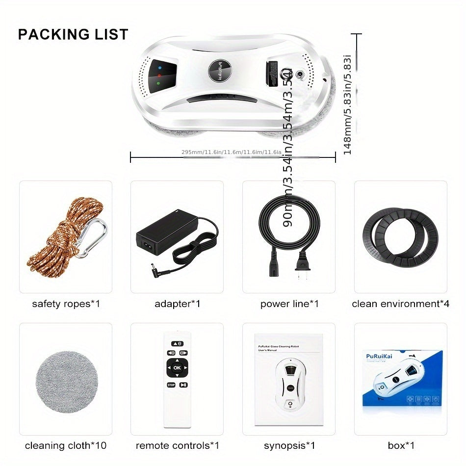 Fullt automatiskt fönsterputs - Intelligent glasrengörare med fjärrkontroll för effektiv rengöring Carvallo