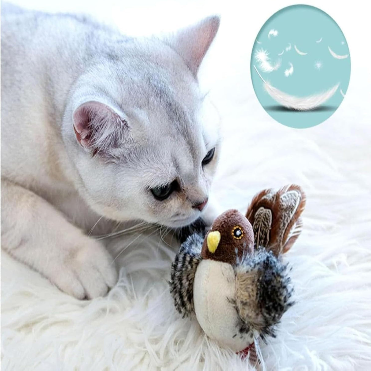 PurrPlay – Interaktiv plyschfågeleksak med realistisk design för engagerande kattlek Carvallo