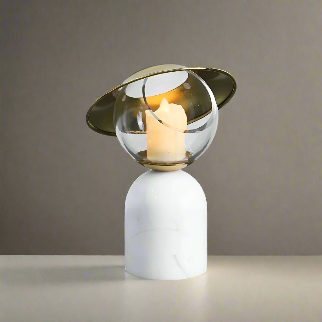 Svart marmor effekt ljusstake med vaxsmältare Carvallo