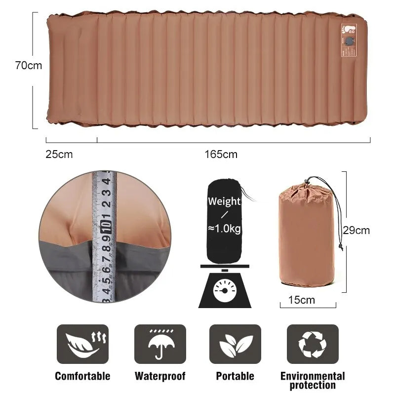 Luftmadrass Med Inbyggd Luftpump Fotpump 10cm, 3.0-3.2 R-värde Dubbla Lager-Luftmadrass-BB-Hemnix