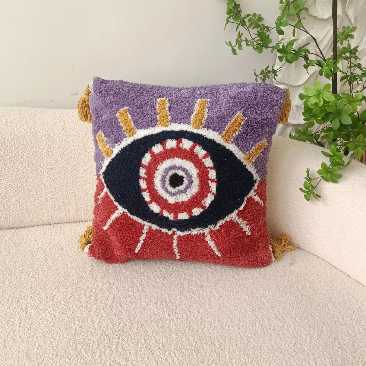 Bohemisk Stil Djävulens Öga Tufthuvud Kuddeöverdrag 45cm Carvallo