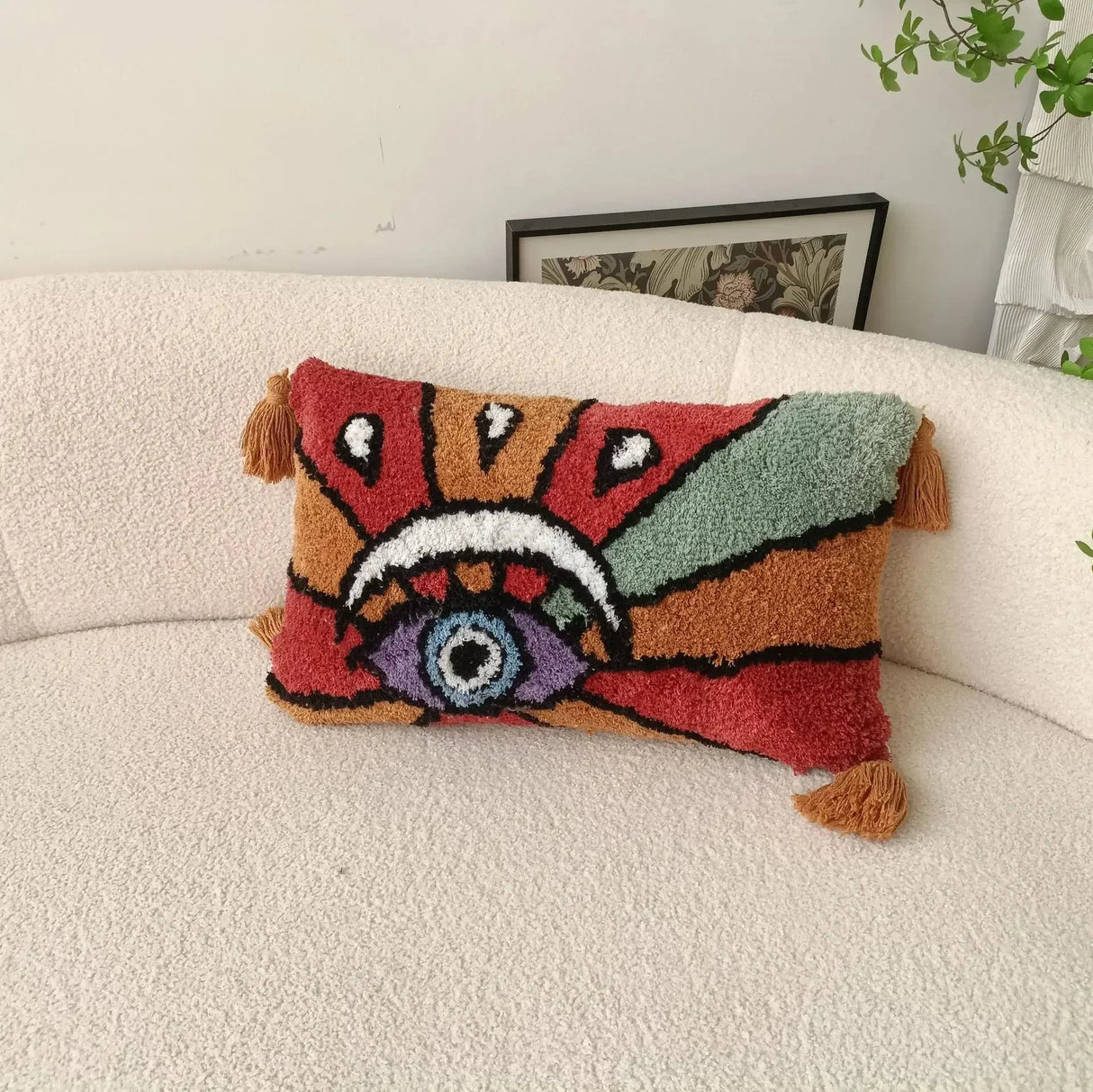 Bohemisk Stil Djävulens Öga Tufthuvud Kuddeöverdrag 45cm Carvallo