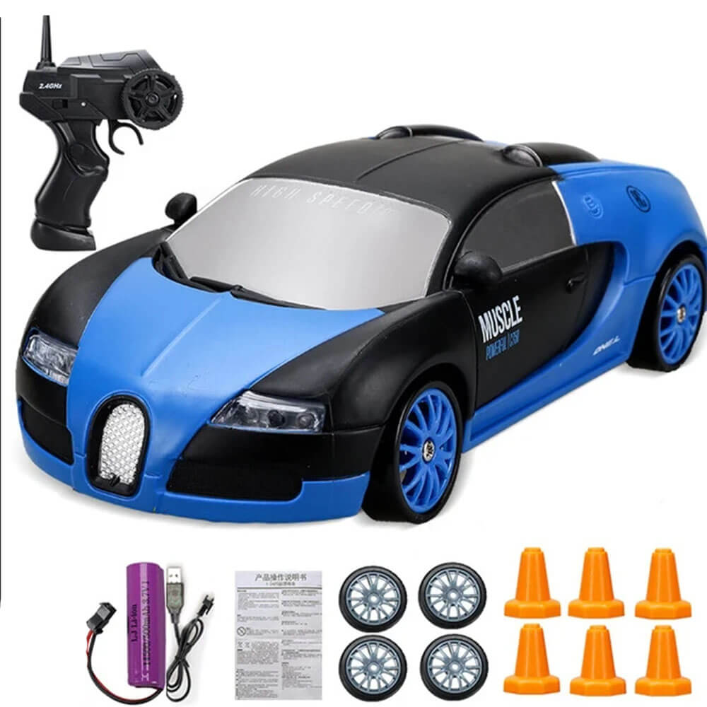 1:24 RC Drift Bil med Fyrhjulsdrift – 15km/h Hög Hastighet och Dynamisk Racing-Radiostyrt-BB-Blå/Svart 2-Hemnix