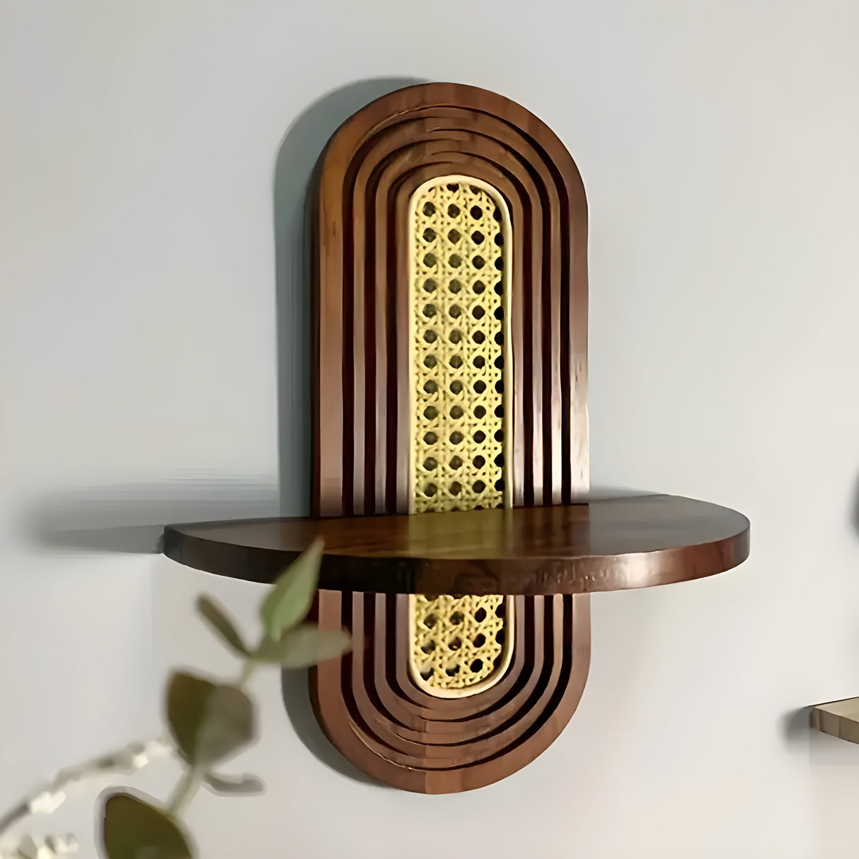 Handgjord vägghylla i rotting – Boho-dekoration för vardagsrum, sovrum och balkong Carvallo